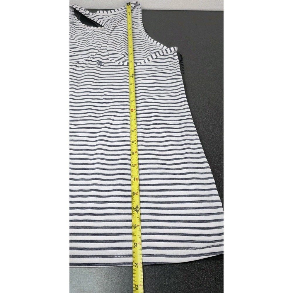 3pc Athleta Women Striped Racerback‎ Scoop Neck Stretch Tank Top White Black Grn - Picture 10 of 11